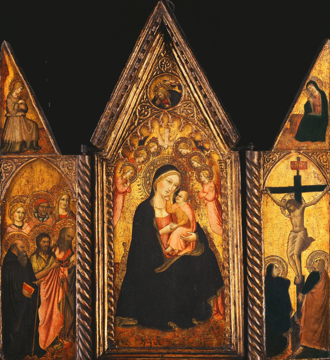 A Portable Triptych with the Madonna and Child Enthroned with Angels by Agnolo Gaddi