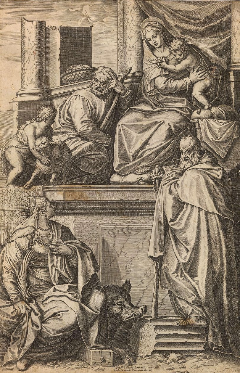 Holy Family with St. John the Baptist, St. Catherine and St. Anthony the Great by Agostino Carracci