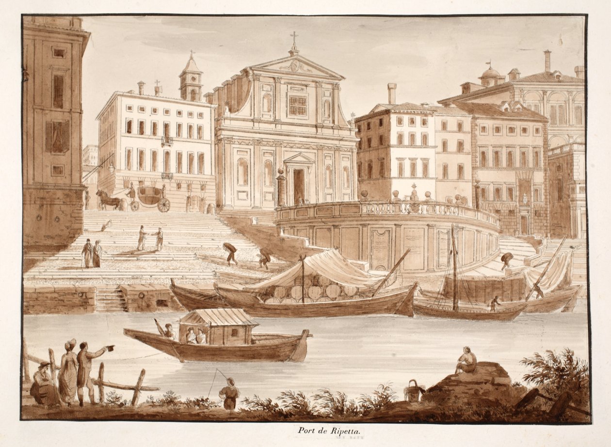 Porto di Ripetta, 1833 by Agostino Tofanelli