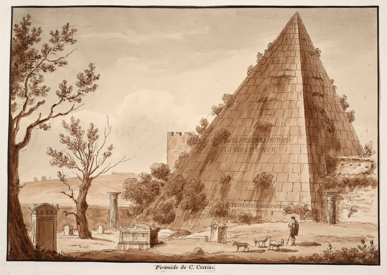 The Pyramid of C. Cestius, 1833 by Agostino Tofanelli