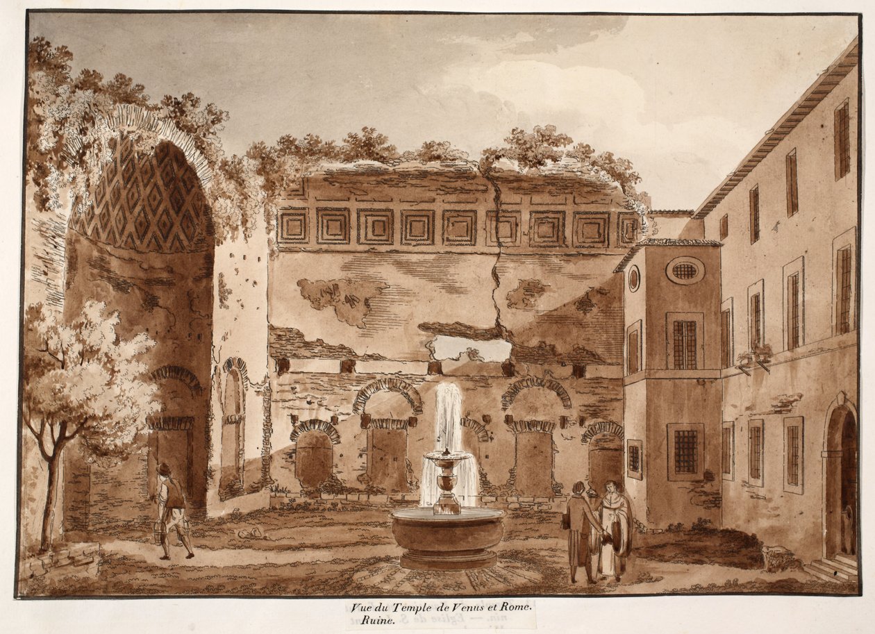 View of the Temple of Venus and Rome, ruins, 1833 by Agostino Tofanelli