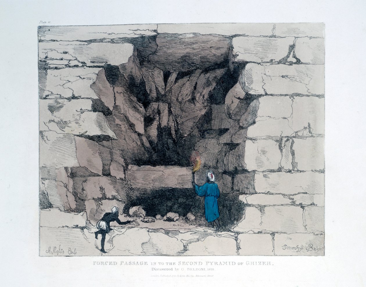 Forced Passage in the Second Pyramid of Ghizeh, Egypt by Agostino Aglio