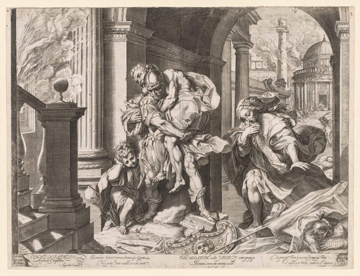 Aeneas and His Family Fleeing Troy by Agostino Carracci