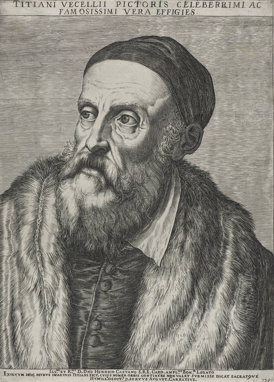 Portrait of Titian, 1587 (engraving on laid paper with watermark) by Agostino Carracci