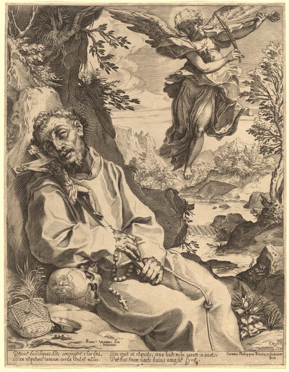 Saint Francis Consoled by the Musical Angel by Agostino Carracci