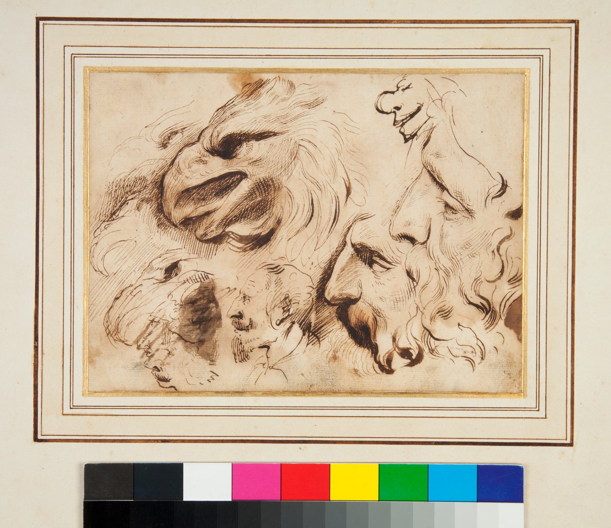 Sheet of Studies with the Head of an Eagle and Men
