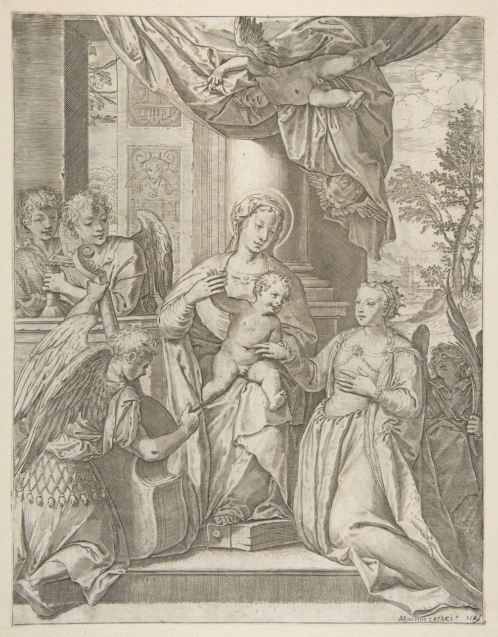 The Mystic Marriage of Saint Catherine (detail) by Agostino Carracci