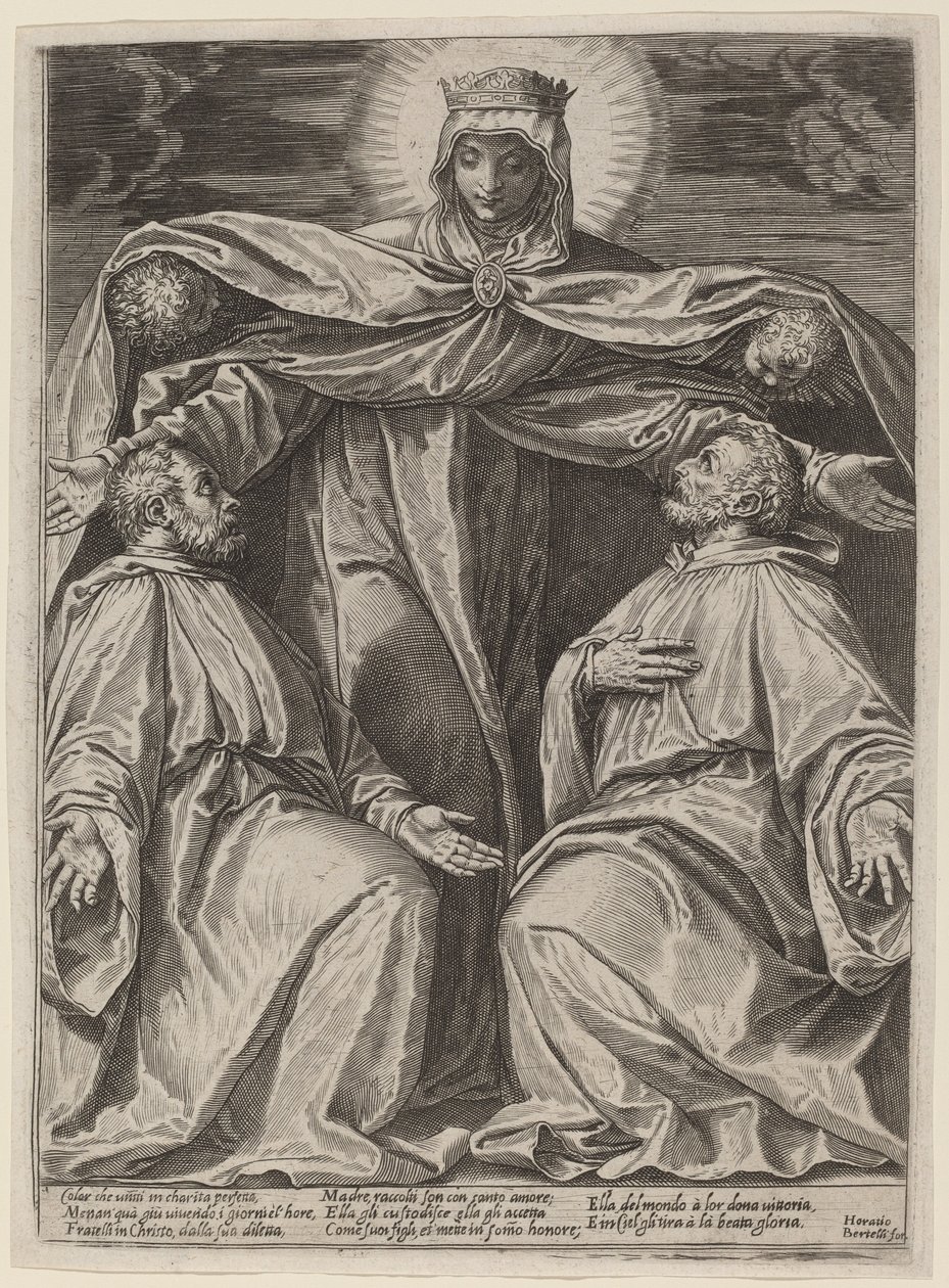The Madonna Protecting Two Members of a Confraternity by Agostino Carracci after Veronese