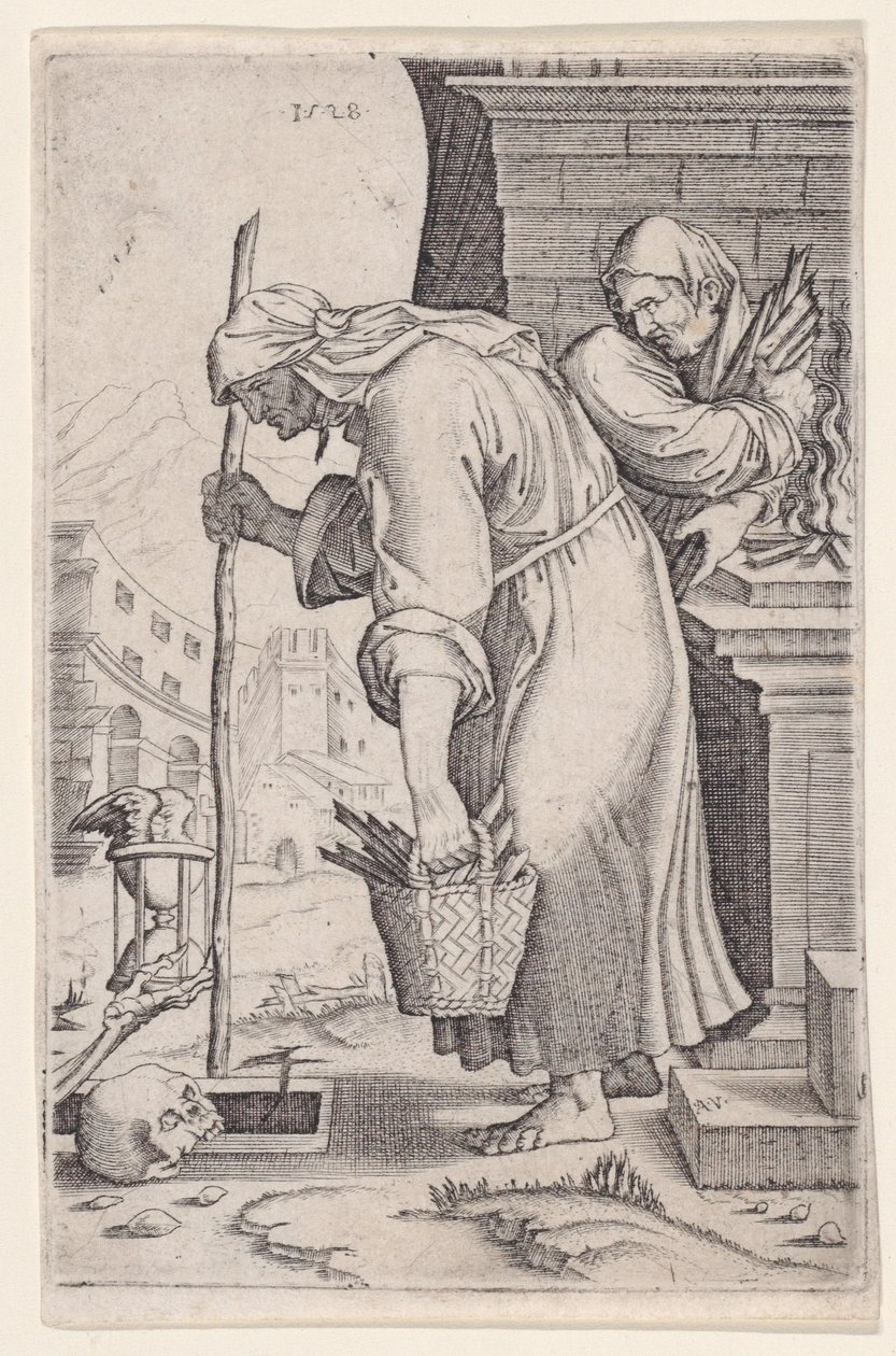 Old Woman Approaching the Grave by Agostino Veneziano