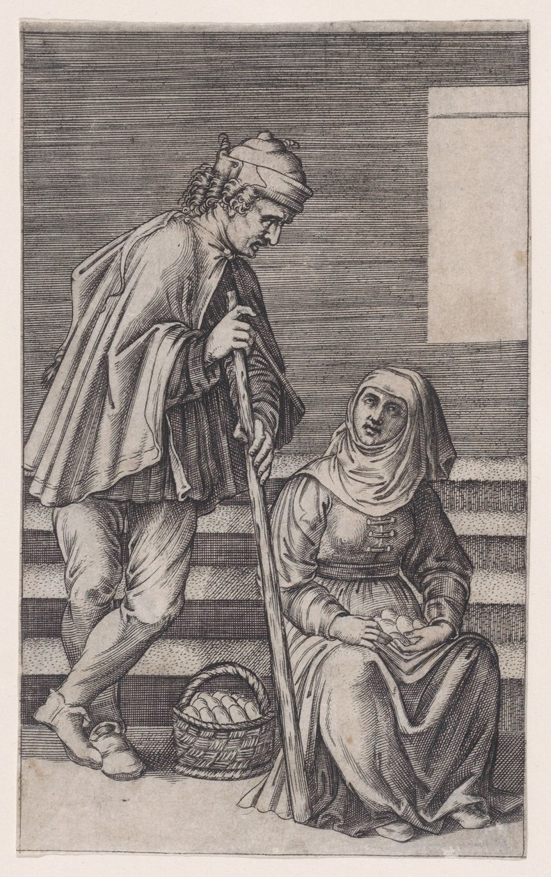 Peasant and a Woman with Eggs, ca. 1514-36 by Agostino Veneziano