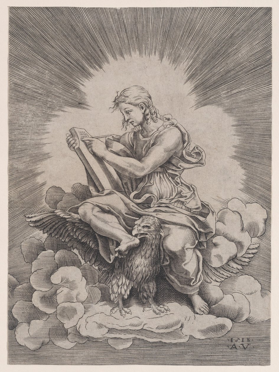 Saint John, dated 1518 by Agostino Veneziano