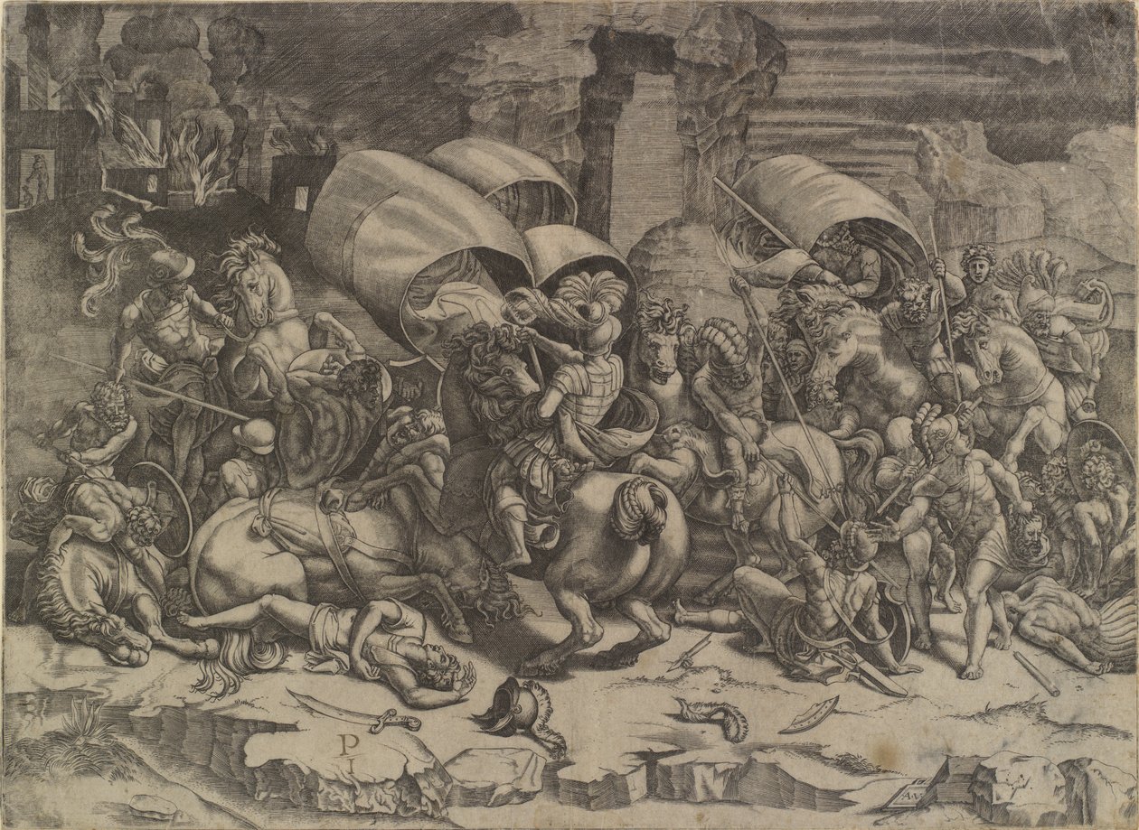 The Battle Between Scipio Africanus and the Carthaginians ("The Battle with the Cutlass") by Agostino Veneziano