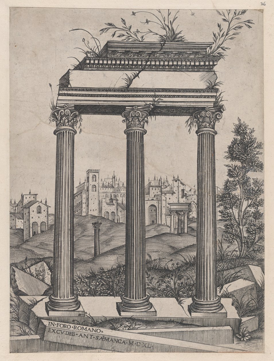 Speculum Romanae Magnificentiae: Temple of Antoninus and Faustina by Agostino Veneziano.