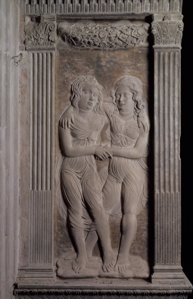 Gemini Represented by the Twins, from a Series of Reliefs Depicting the Planetary Symbols and Signs of the Zodiac, c.1450 by Agostino di Duccio