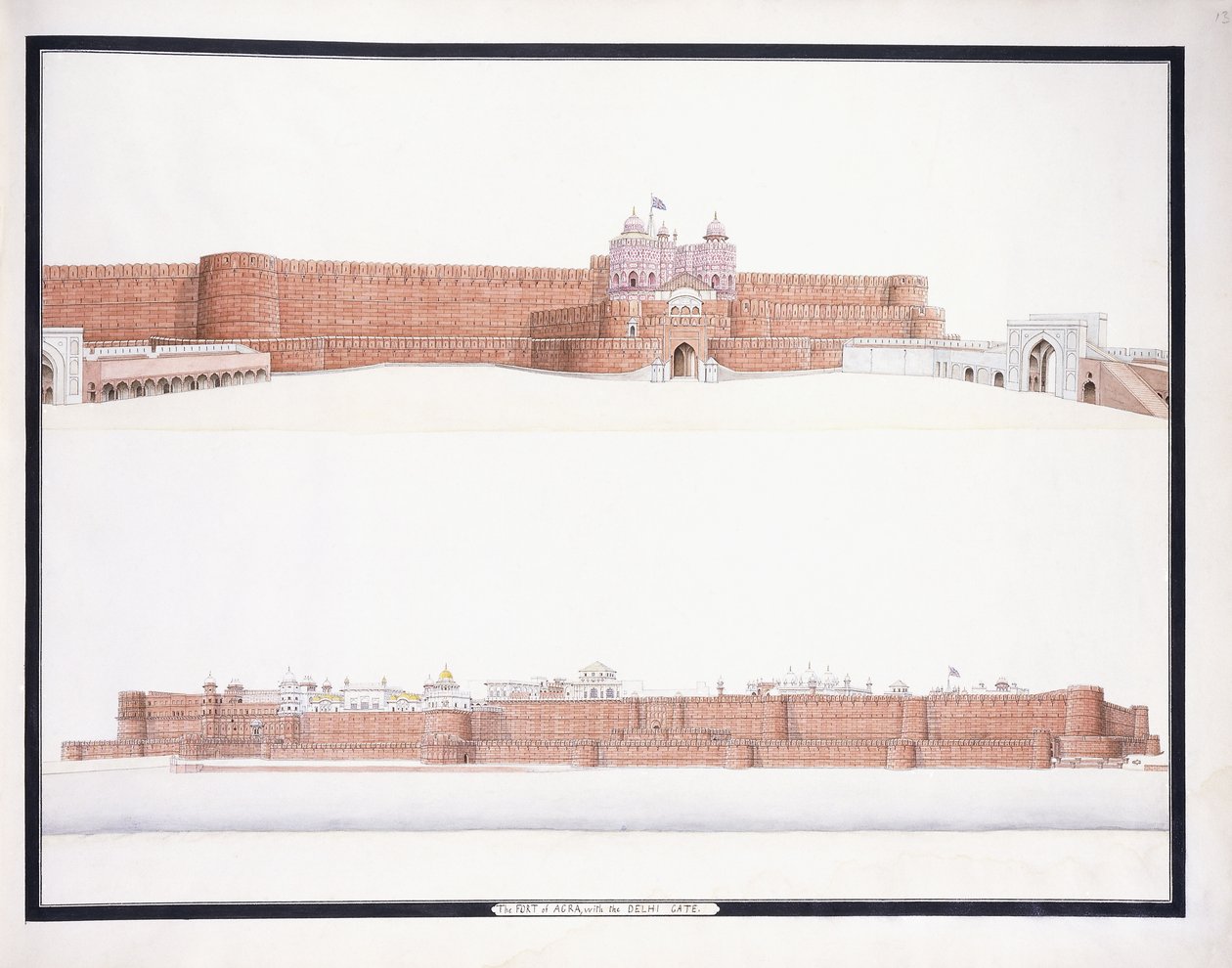 The Fort of Agra, with the Delhi Gate, c. 1815 by Agra School