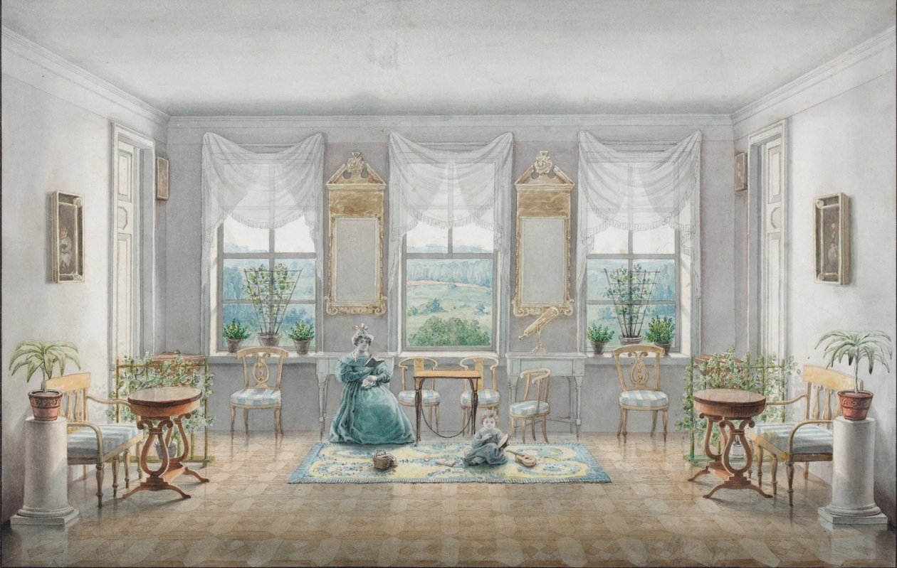 The Drawing Room in the Manor House Gorki by Agrafena Dmitrievna Blagovo
