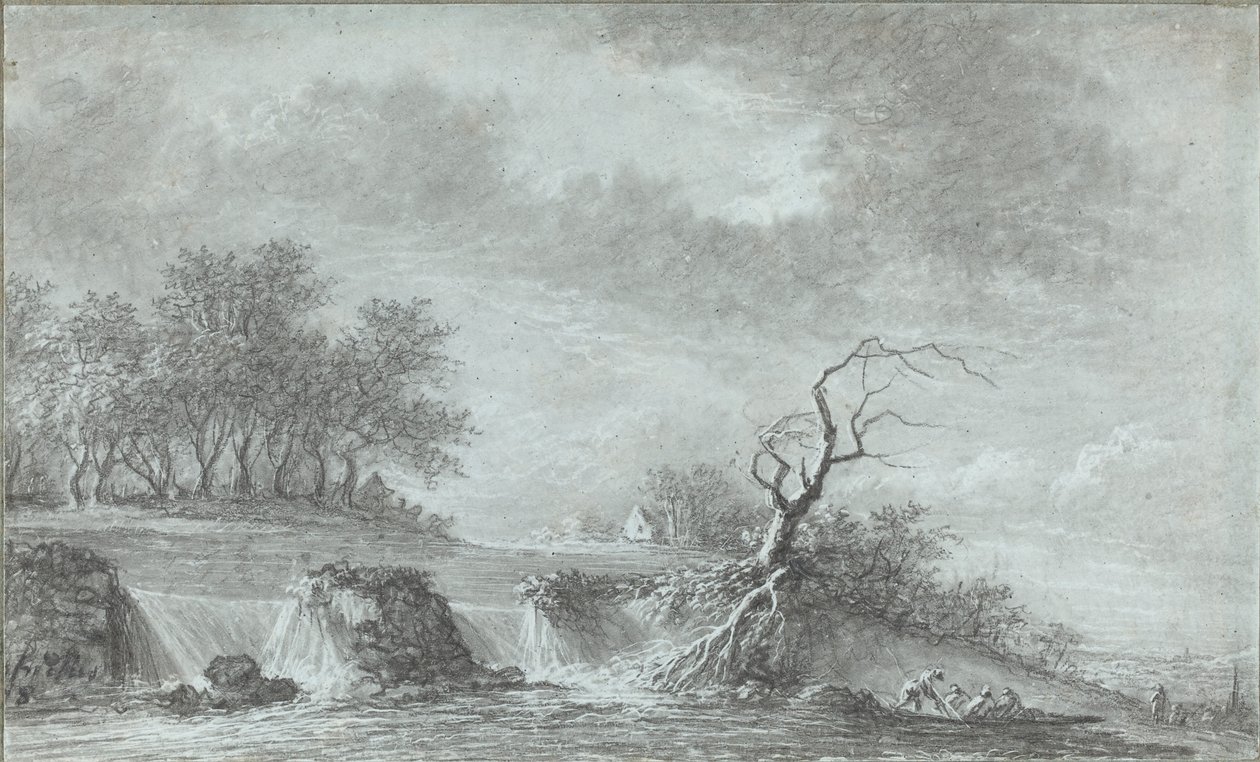 Riverscape with a Waterfall by Aignan Thomas Desfriches