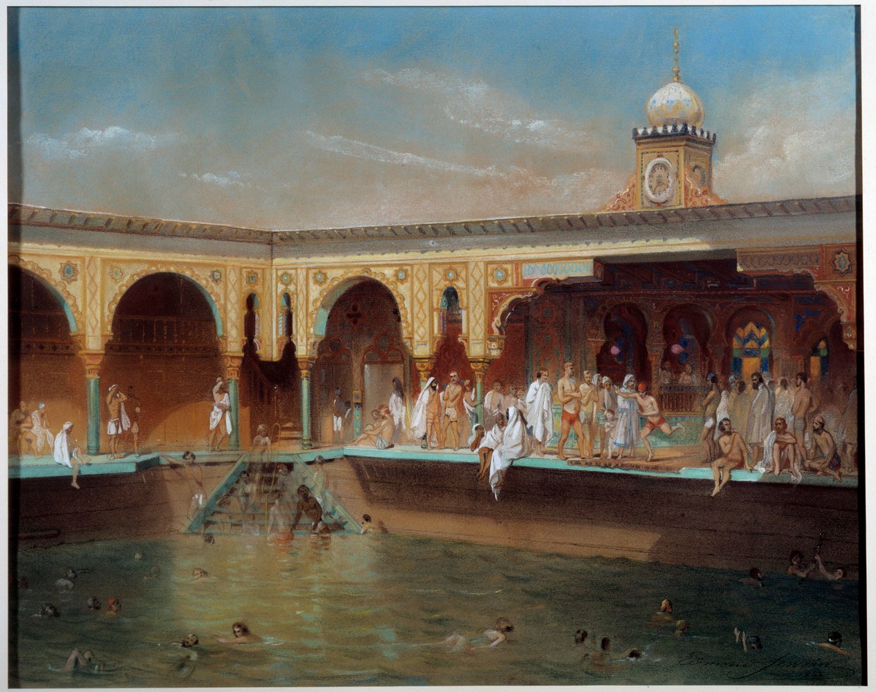 Les Bains Deligny in Paris in 1842 by Aime Bassompierre Sewrin