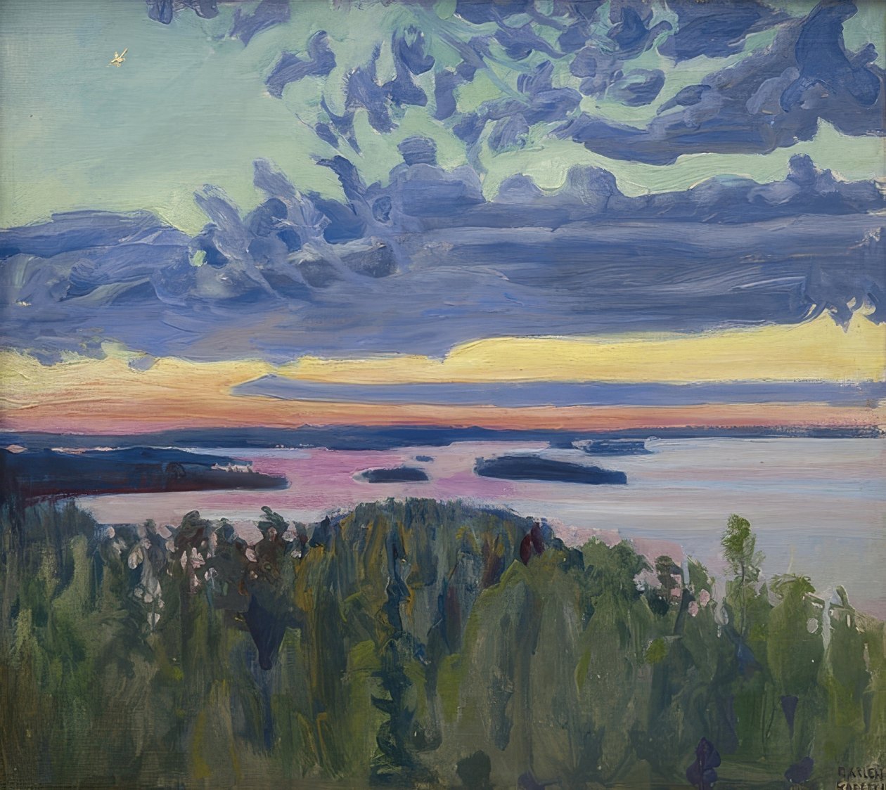 Sunset Over the Lake by Akseli Valdemar Gallen Kallela