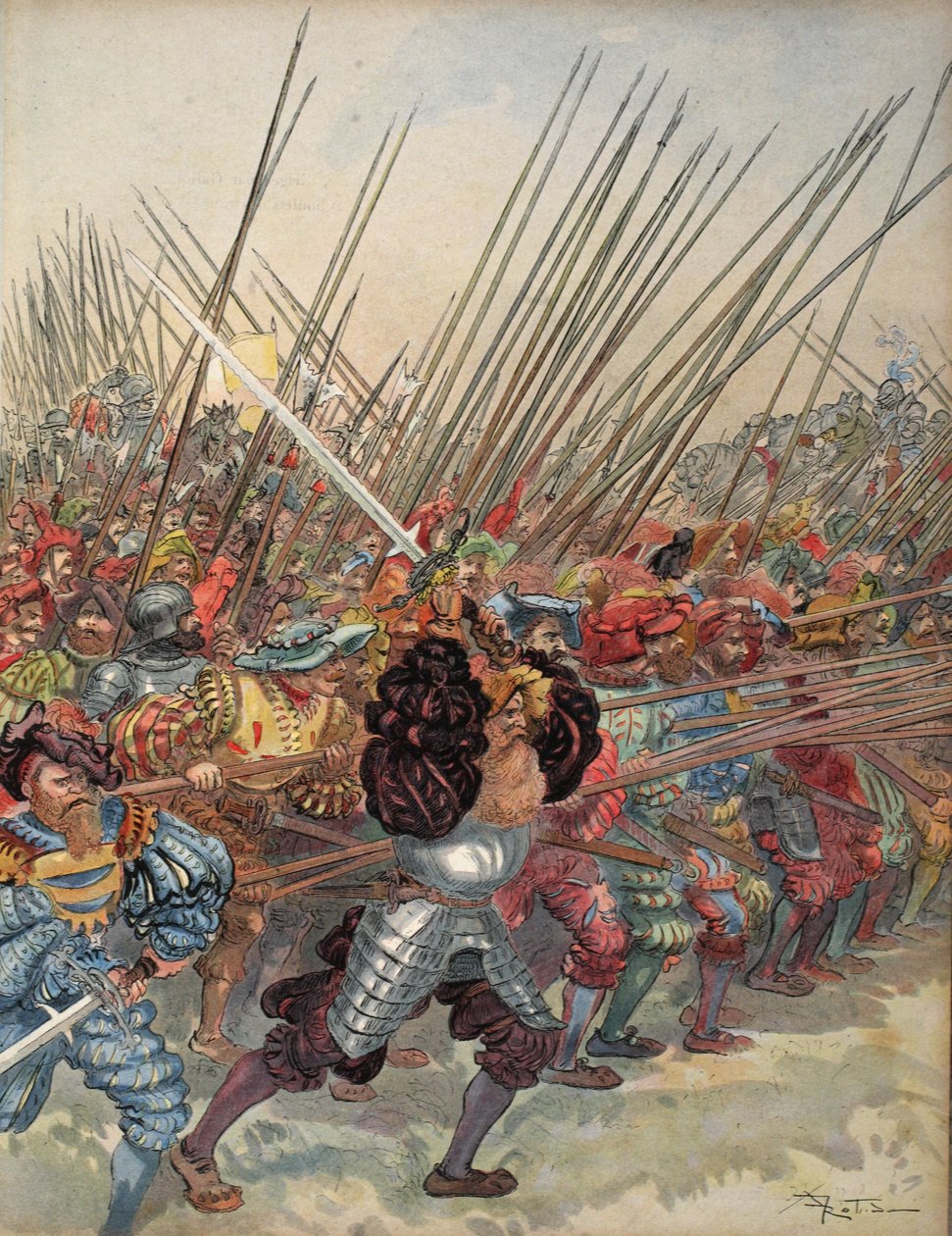 Charge of the Swiss at Marignan, illustration from 
