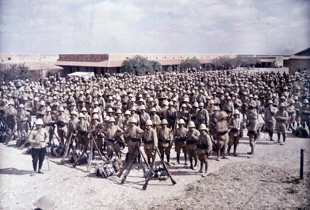 The Medenine Garrison, Southern Tunisia: Return of a Column of French Zouaves, Exclusively from Alsace and Lorraine, from the Border with Tripolitania by Albert Samama Chikli