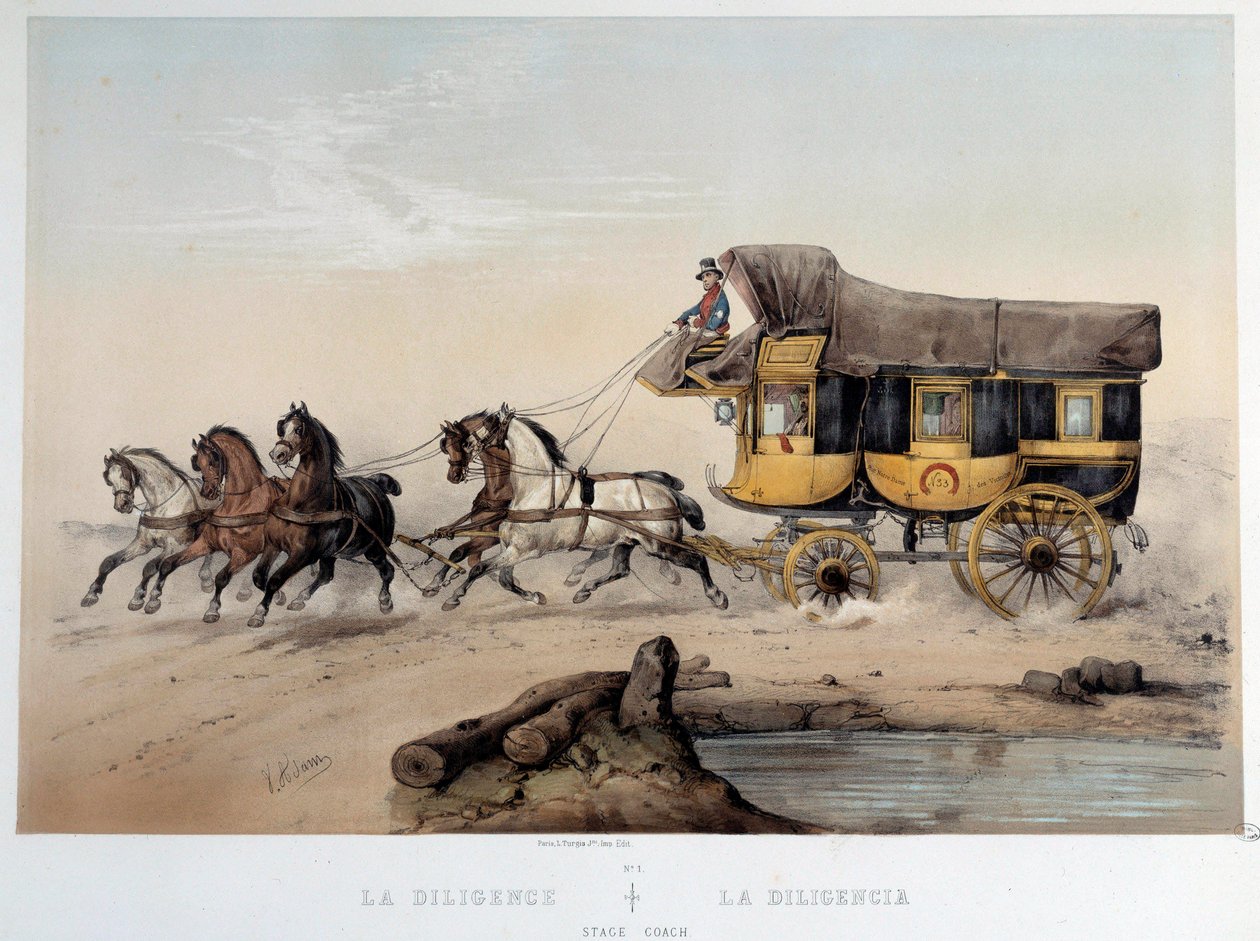 La diligence. Lithography by Albert Adam by Albert Adam