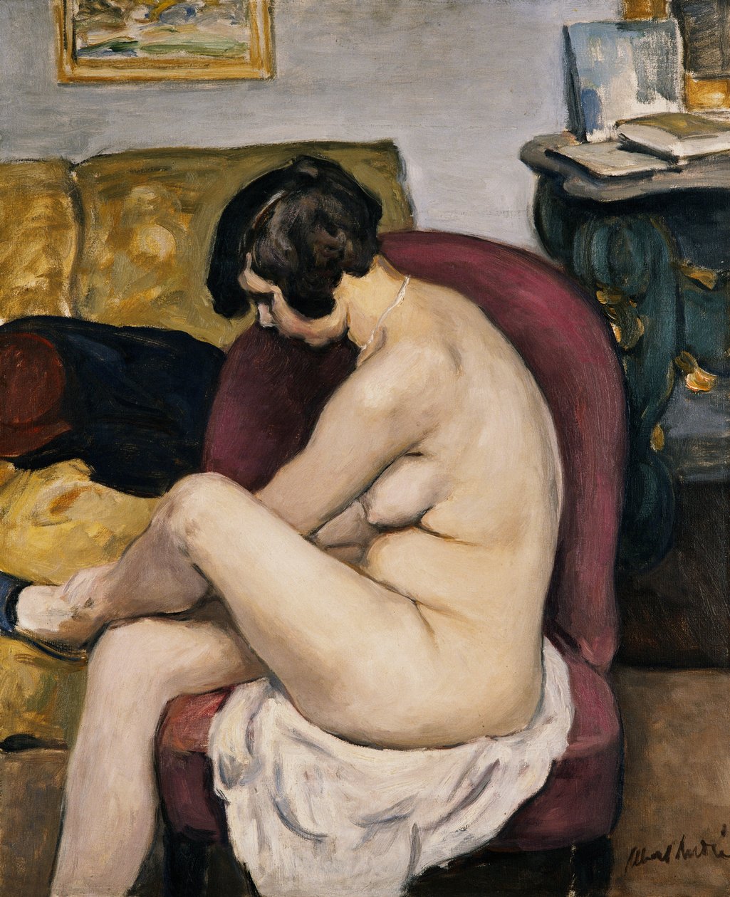 Nude in a Red Armchair by Albert Andre
