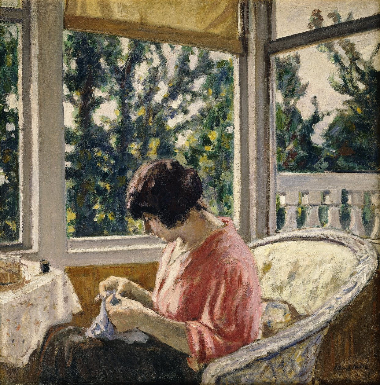 Young Woman Sewing by Albert Andre