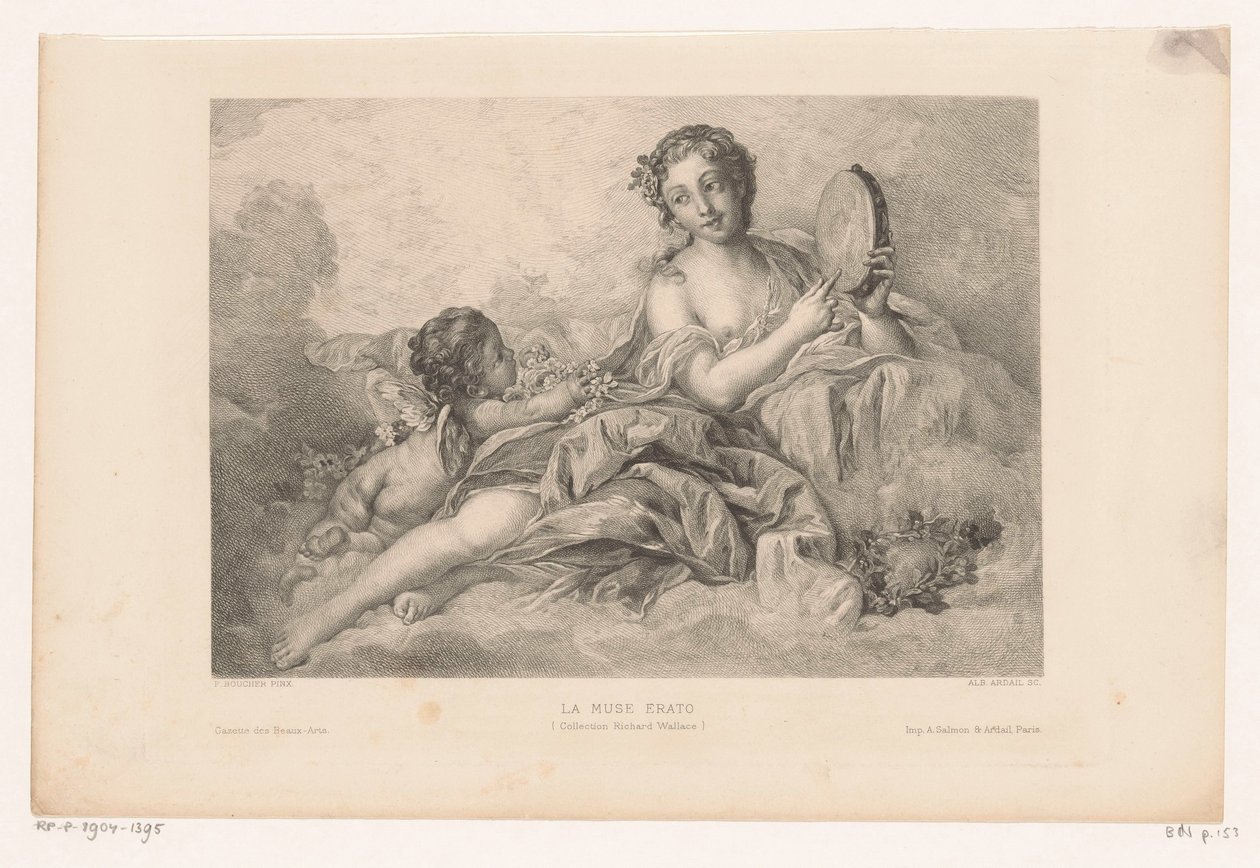 Muse Erato with Putto and Tambourine by Albert Ardail