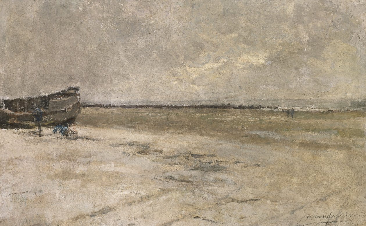 Beach, Grey Weather (Beach View in De Panne) by Albert Baertsoen