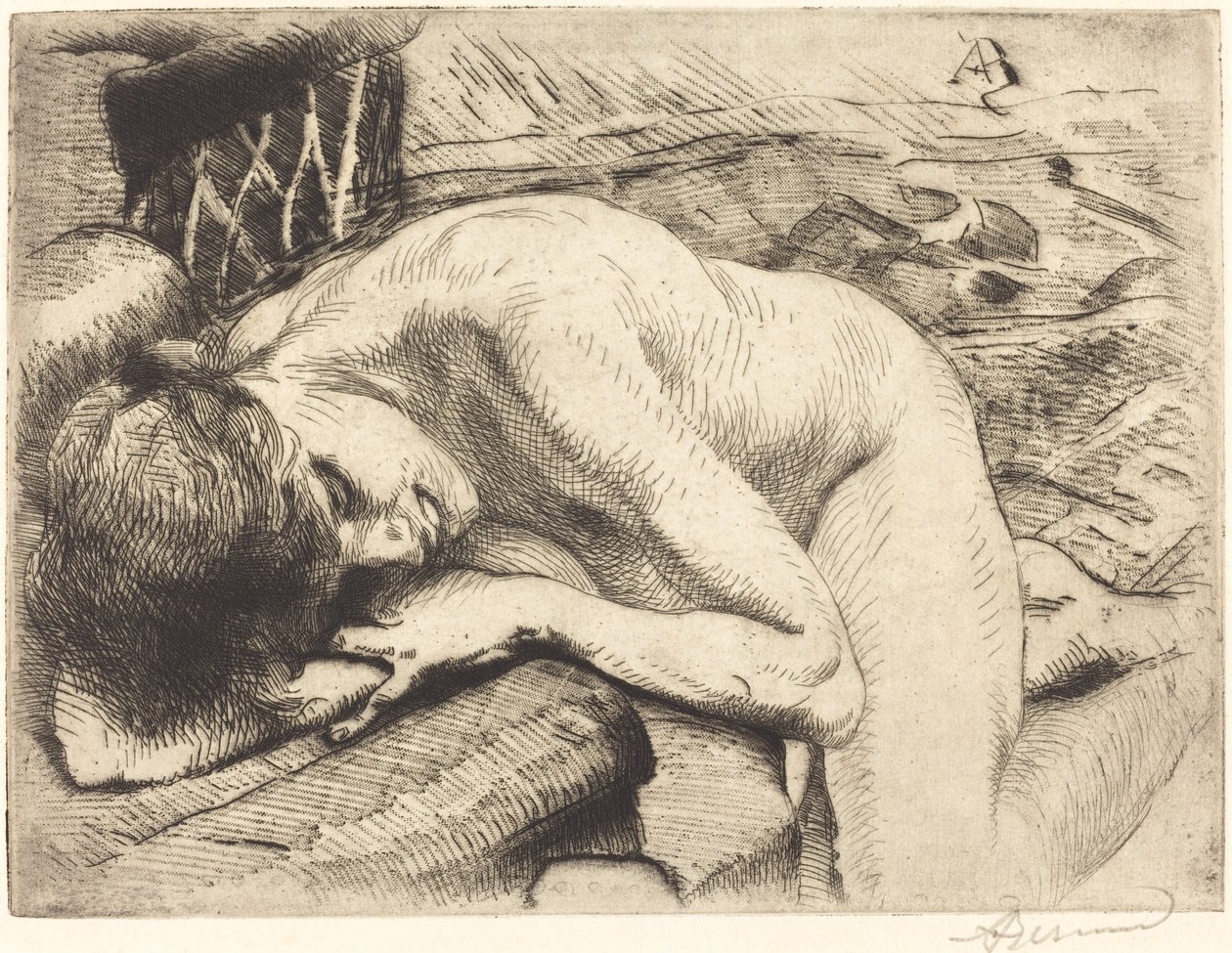 Model Asleep on the Floor by Albert Besnard