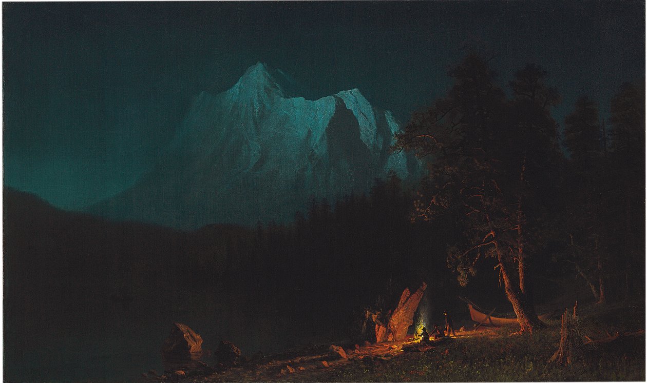 Mountainous Landscape by Moonlight by Albert Bierstadt