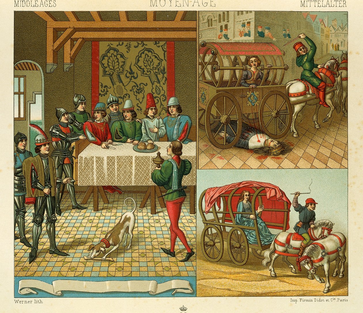 Castle Life and Means of Transport in the 14th Century by Albert Charles August Racinet