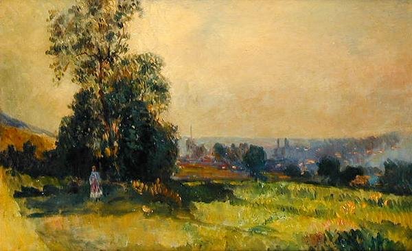 A Young Girl in a Landscape by Albert Charles Lebourg