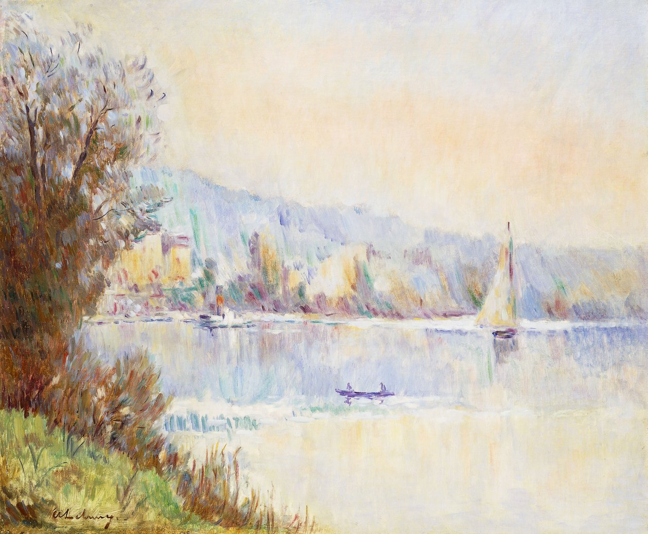 Boats on the Seine by Albert Charles Lebourg