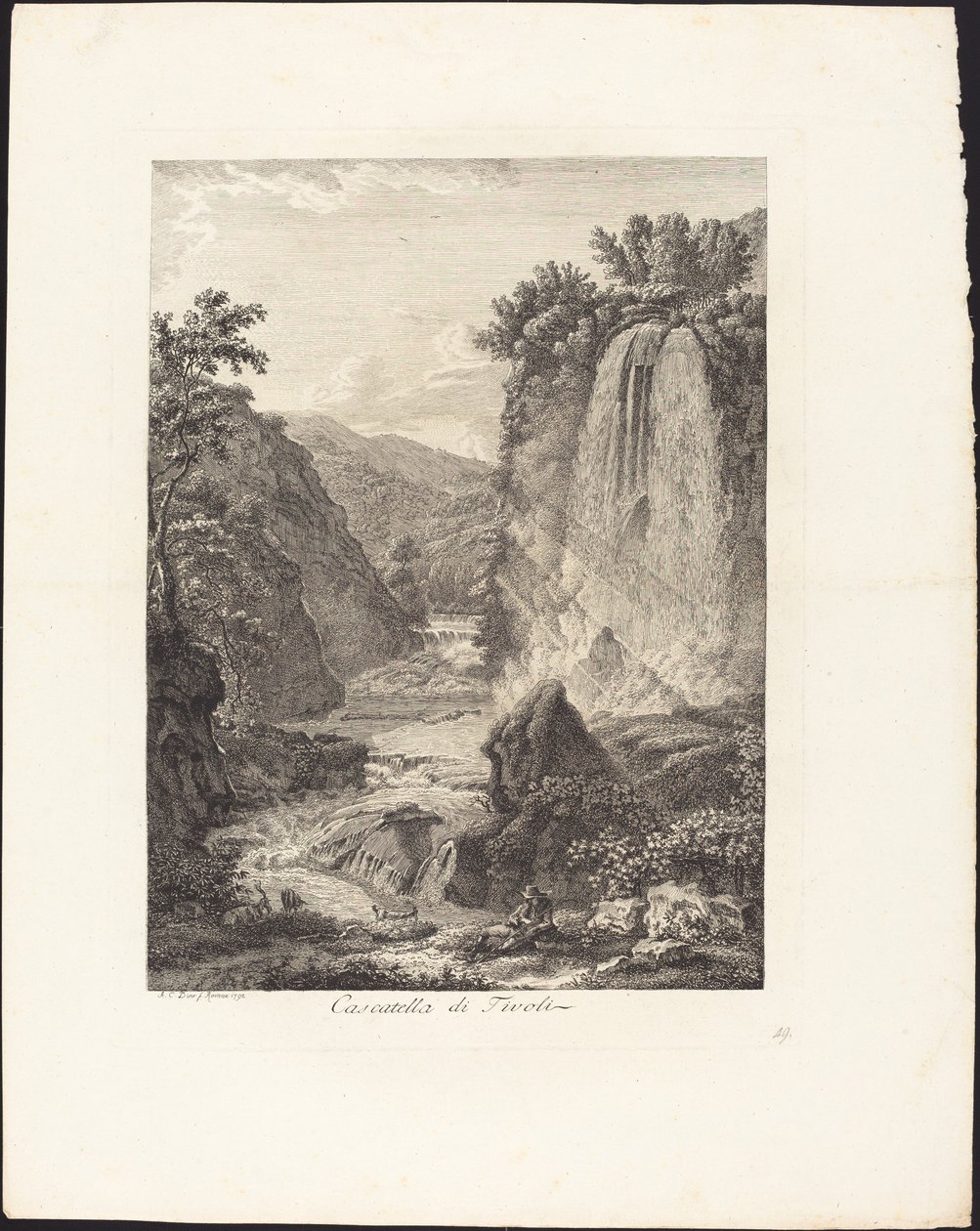 Small Waterfall of Tivoli by Albert Christoph Dies