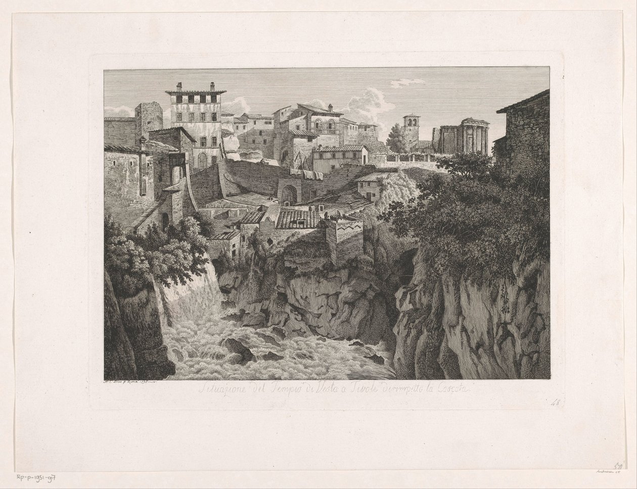 View of Tivoli, with the Temple of Vesta in the Distance (series title: Picturesque Etched Prospects from Italy) by Albert Christoph Dies