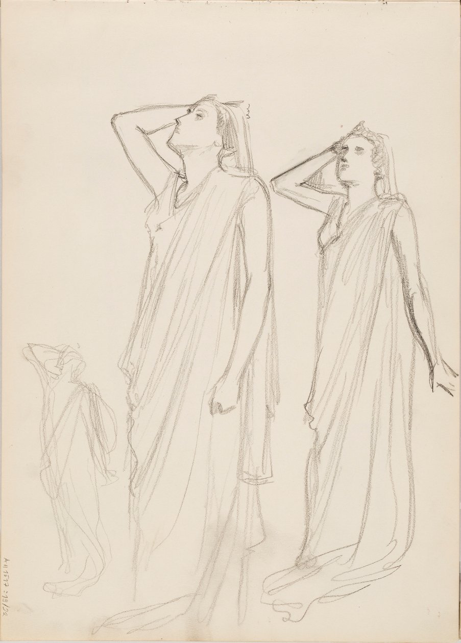 Aino Ackté as Alcestis, Three Sketches by Albert Edelfelt