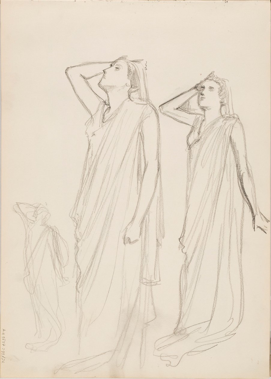 Aino Ackté as Alcestis, Three Sketches by Albert Edelfelt