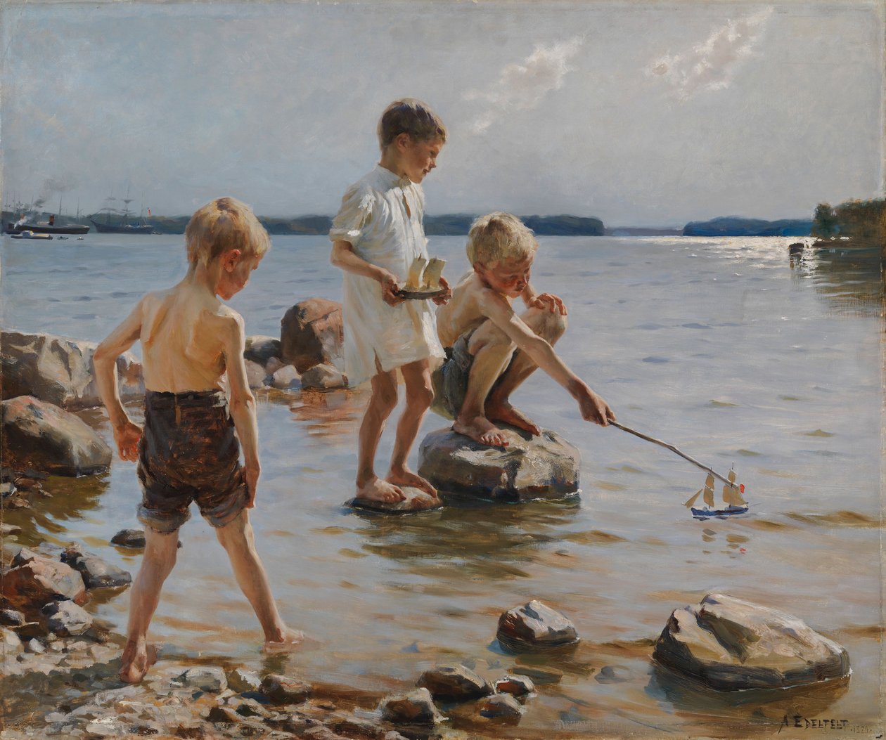 Boys Playing on the Shore by Albert Edelfelt