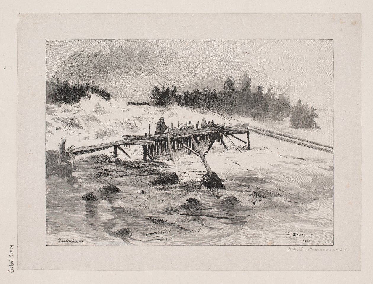 A Waterfall. Vallinkoski by Albert Gustaf Aristides Edelfelt