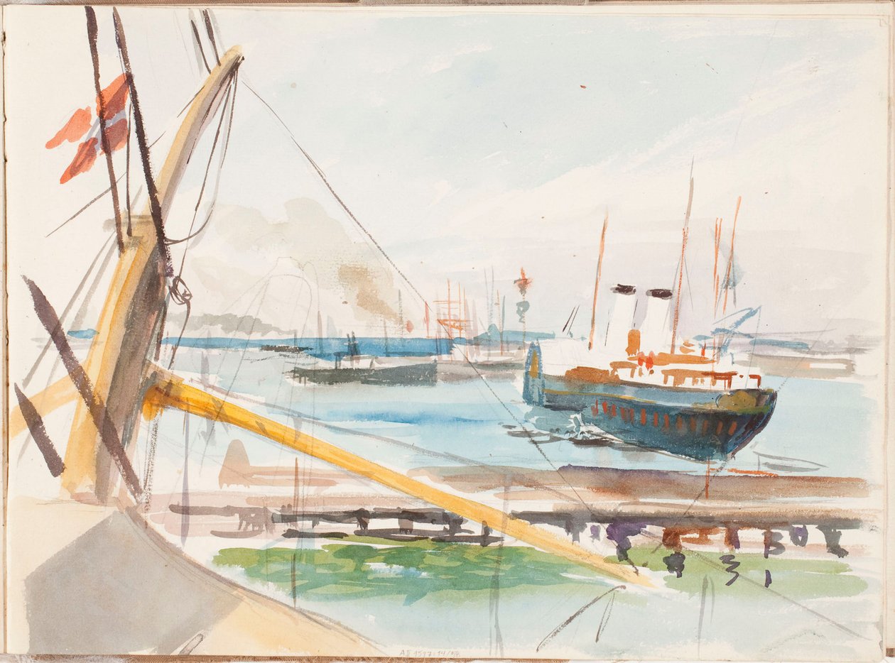 From the Port of Copenhagen, Sketch by Albert Edelfelt