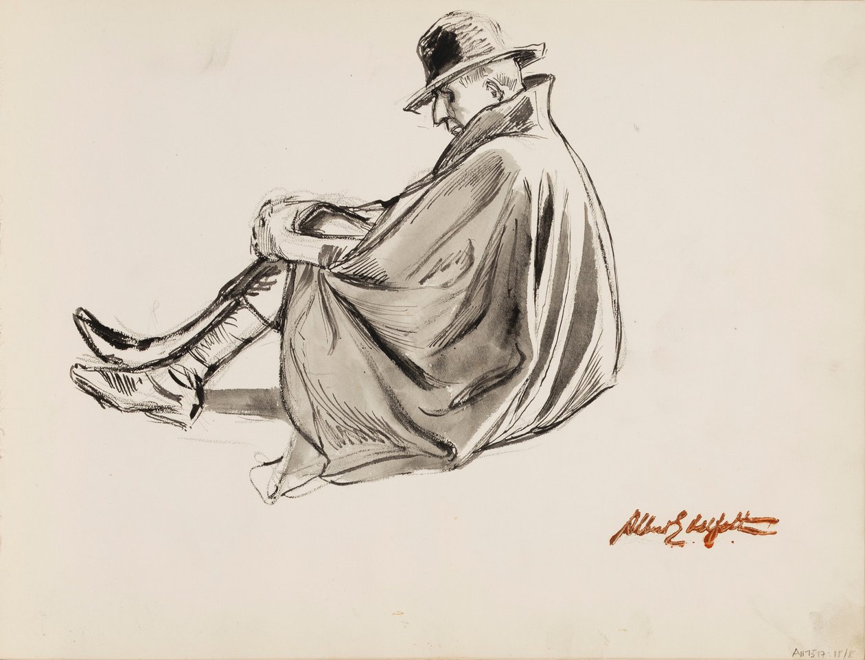 Seated Man in a Cloak by Albert Edelfelt