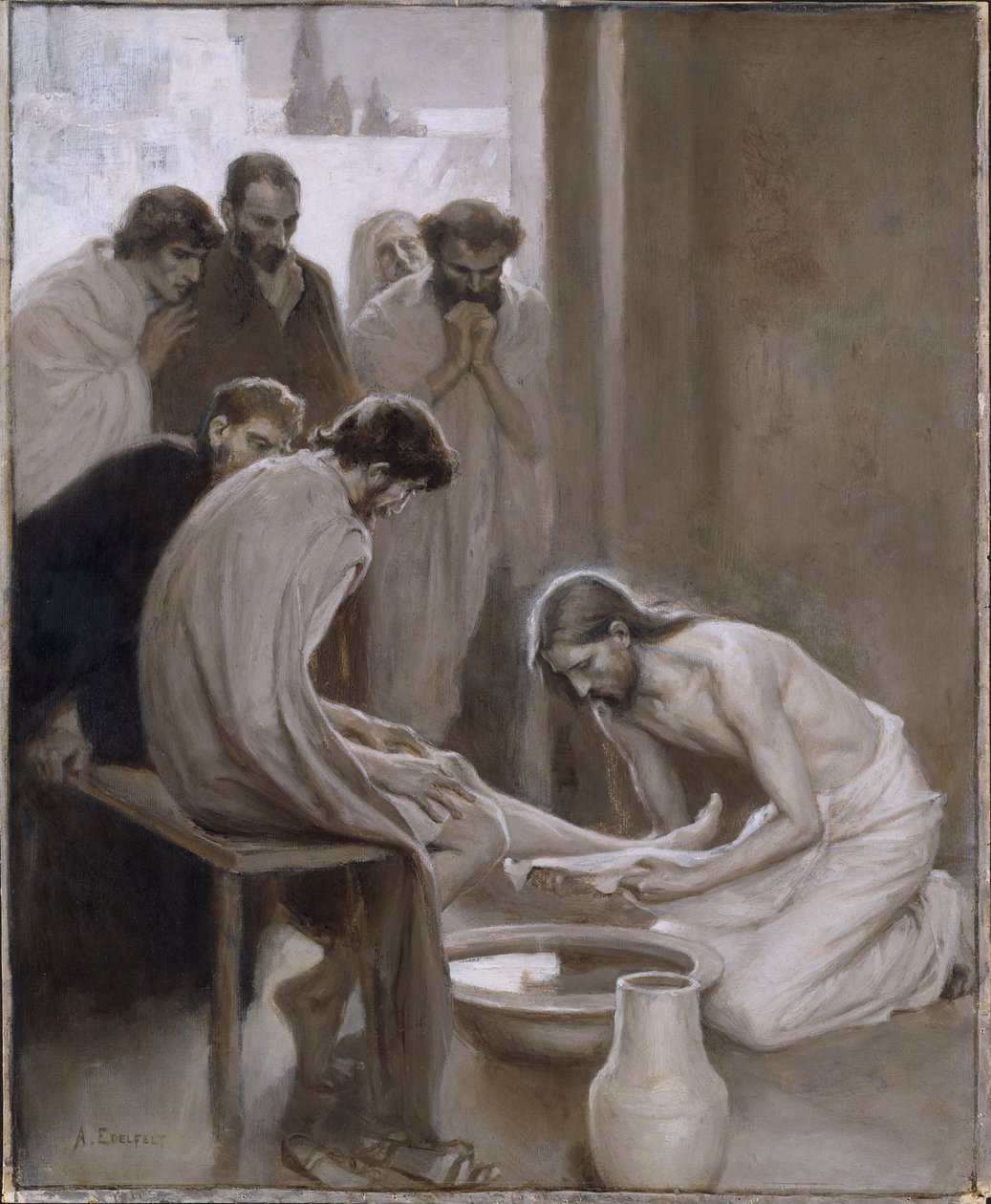 Jesus Washing the Feet of His Disciples by Albert Edelfelt