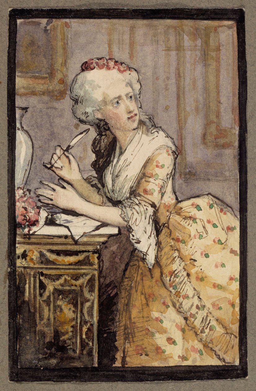 Lady Writing, Study for the Rococo Lady by Albert Edelfelt