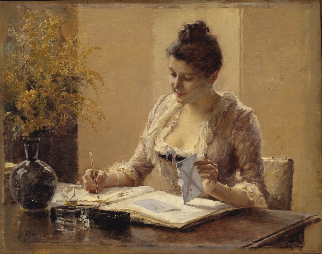 Lady Writing a Letter by Albert Edelfelt