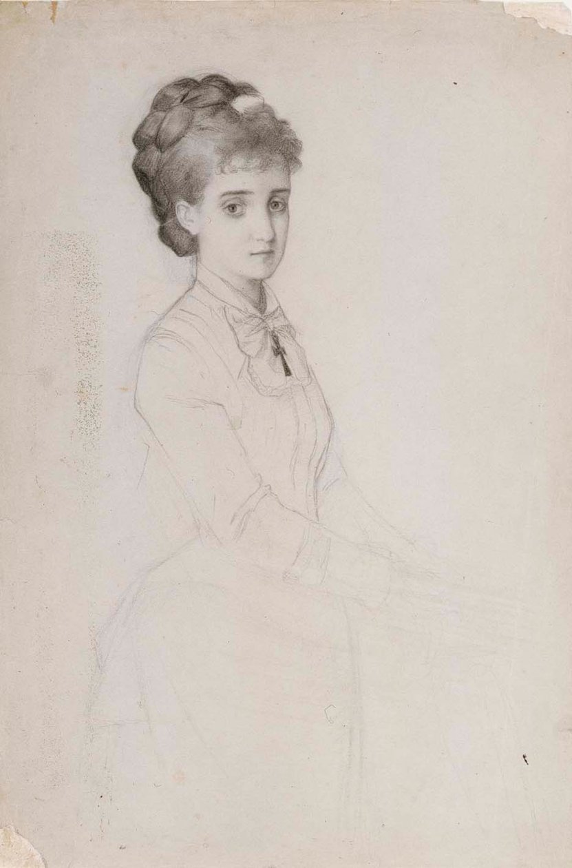 Portrait of a Woman Standing by Albert Edelfelt