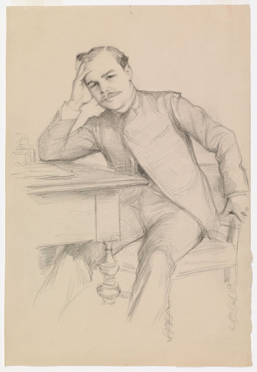 Portrait of the Author René Vallery-Radot, sketch by Albert Edelfelt