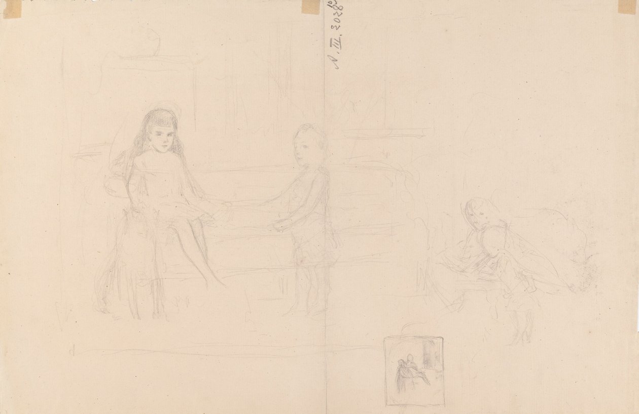 Sketch for Michael and Xenia, Children of Tsar Alexander III by Albert Edelfelt