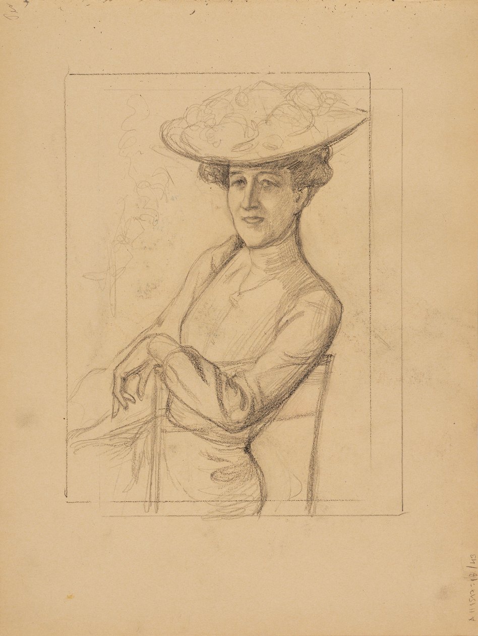 Sitting Woman with a Hat by Albert Edelfelt